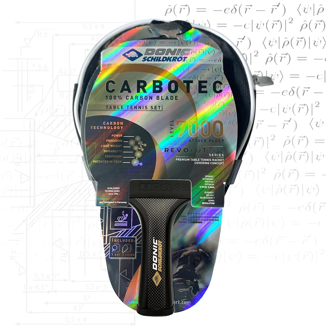 Donic-Schildkröt 100% Carbon Tischtennisschläger CarboTec 7000, inkl. Schlägertasche, One-Piece Kons