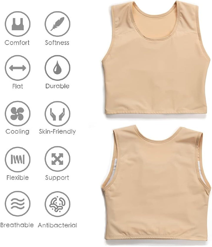 XUJI Transgender FTM Trans Atmungsaktive Halb Brust binder XXL Nude, XXL Nude