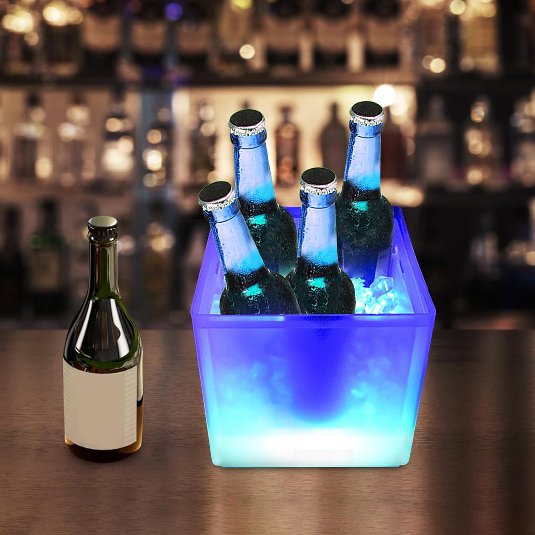 LED Eiskübel 3,5L Ice Bucket mit Farbwechsel - Wein & Sektkühler, Eiswürfeleimer, Getränkebehälter,
