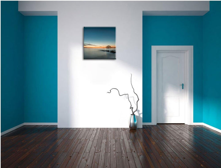 Pixxprint Timmendorfer Strand bei Sonnenuntergang, Format: 70x70 auf Leinwand, 70x70