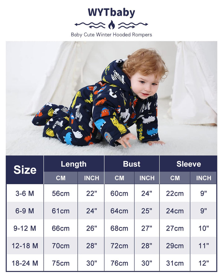 Baby Strampler Strampelanzug mit Kapuze Schneeanzüge mit Handschuhen und Füsslinge, für Kleinkinder