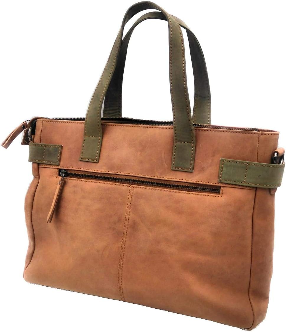 BARON of MALTZAHN Citybag Schultertasche CHAGALL aus oliv-braunem Leder, incl. Lederpflege