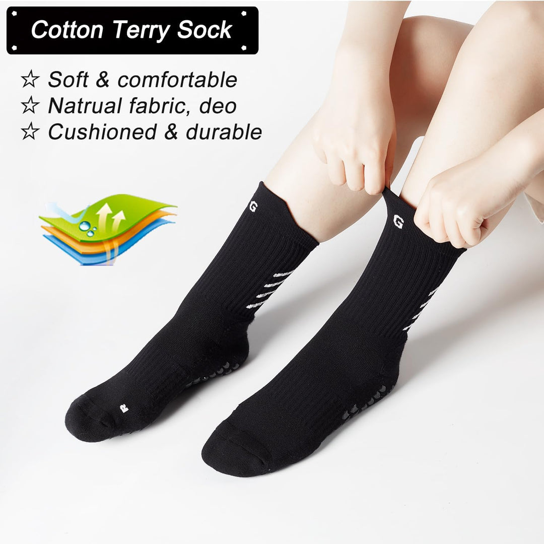 Rutschfeste Sportsocken herren damen Grip Fussballsocken, Baumwolle, Gepolsterte, feuchtigkeitsablei