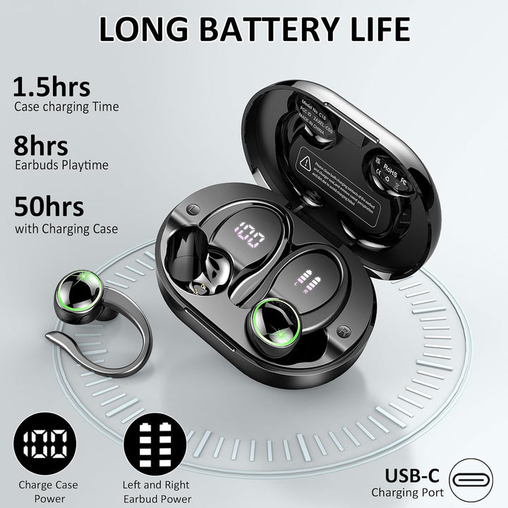 Bluetooth Kopfhörer Sport, Kopfhörer Kabellos Bluetooth 5.4 mit ENC Noise Cancelling und 4 HD Mics,