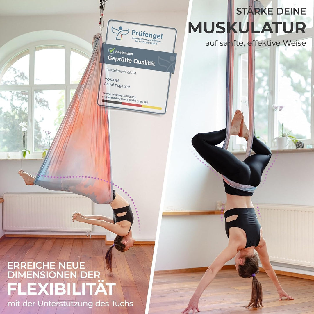 Yosana Hängematte | Komplettset inkl. Befestigung | TÜV geprüft | Nylon Tuch 5m x 2,6m Bunte Wolken