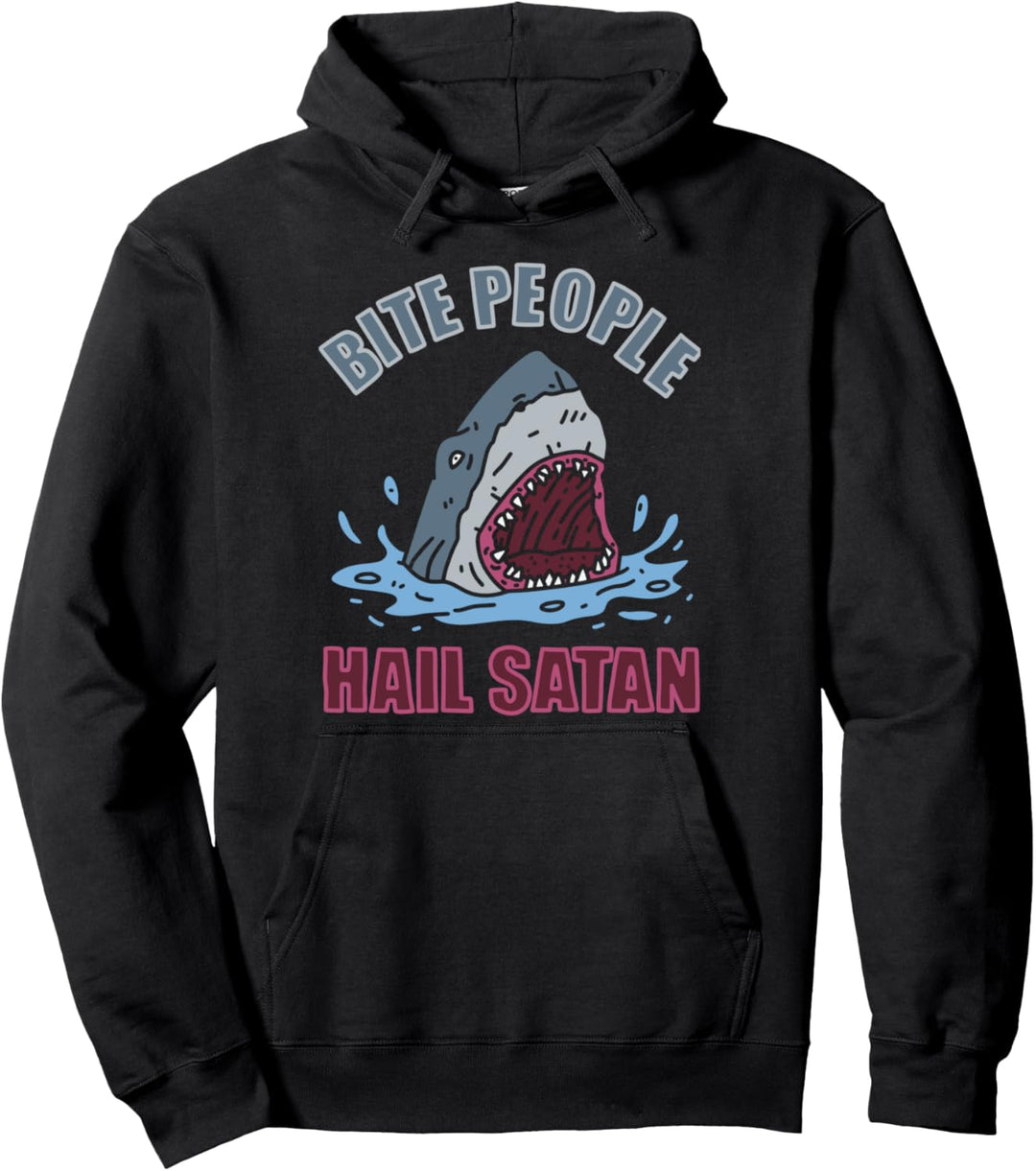 Bite People Hail Satan Goth Occult Grunge Satanic Pullover Hoodie