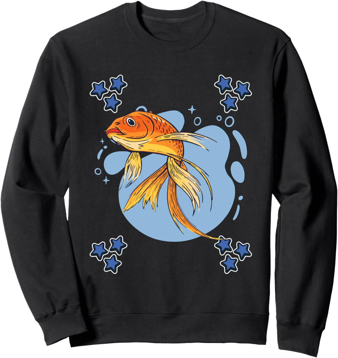 Herren Goldfisch Zeichnung Sterne Jungen Goldfisch Sweatshirt