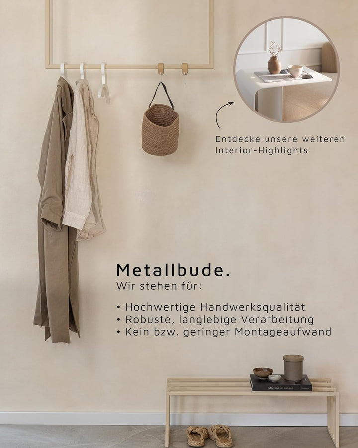 Metallbude Kleiderstange RUBI Mango Lassi - Eckige Garderobe mit Deckenmontage - Decken Kleiderstang