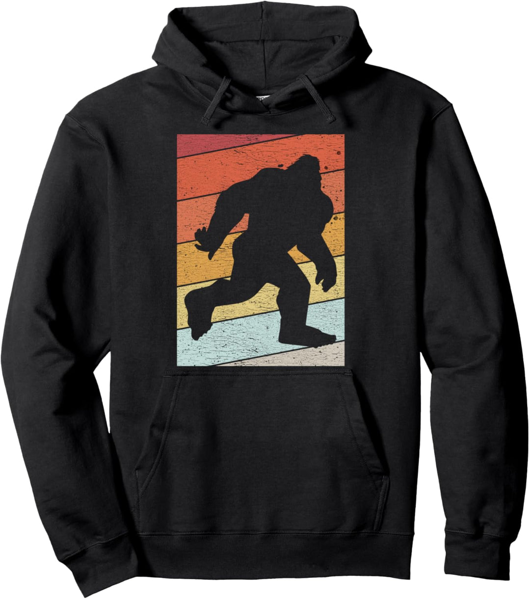 Vintage Bigfoot Graphic Sasquatch Retro Sun Cute Bigfoot Pullover Hoodie