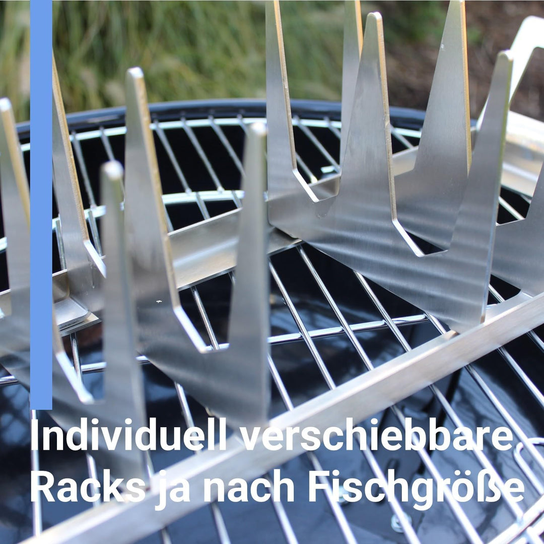 SCHILLING Fischgrilltechnik Fischhalter Edelstahl, für Grill, 45x14 cm, Backofen, Räucherkammer, Gar
