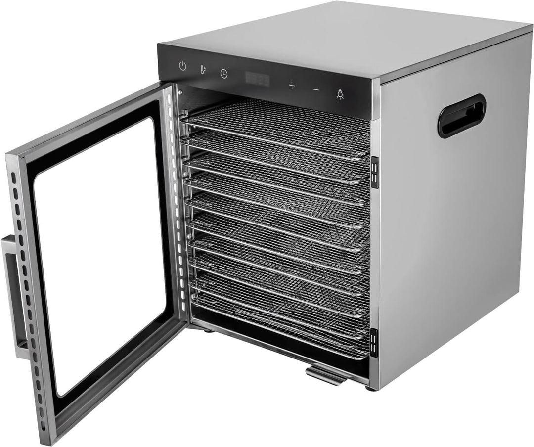 10 Tray Edelstahl Dörrautomat Dörrer 800W Lebensmittel-Dehydrator Dörrgerät Dehydrator Dörautomat Ob