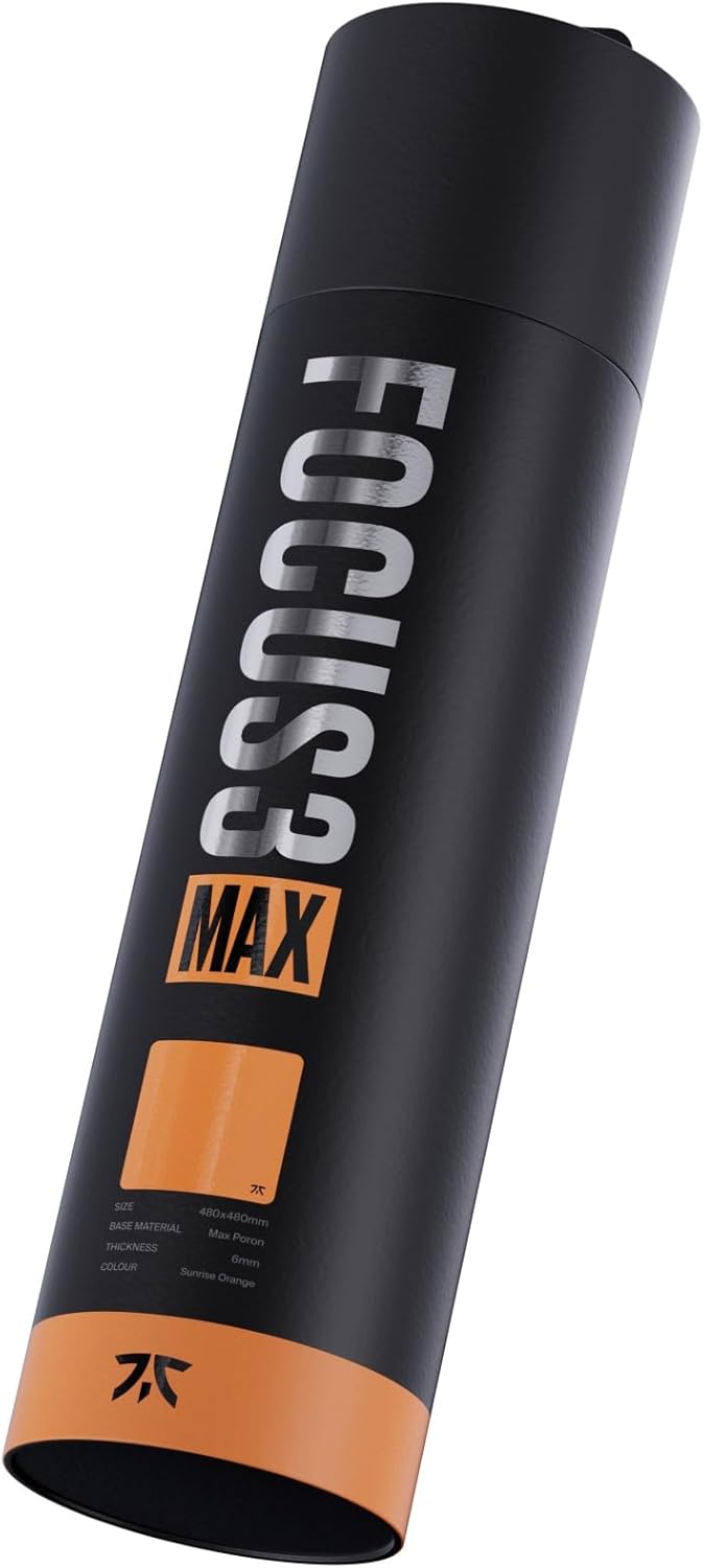 Fnatic MAX Focus 3 L Pro Gaming Mouse Mat, Sunrise Orange Smooth Cloth Control Surface, Water Resist