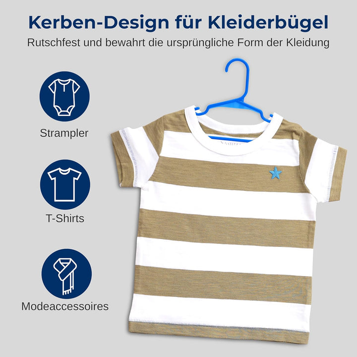 SereneLife Kinderkleiderbügel 20er Set – Kleiderbügel Kinder & Baby Kleiderbügel Kunststoff & rutsch