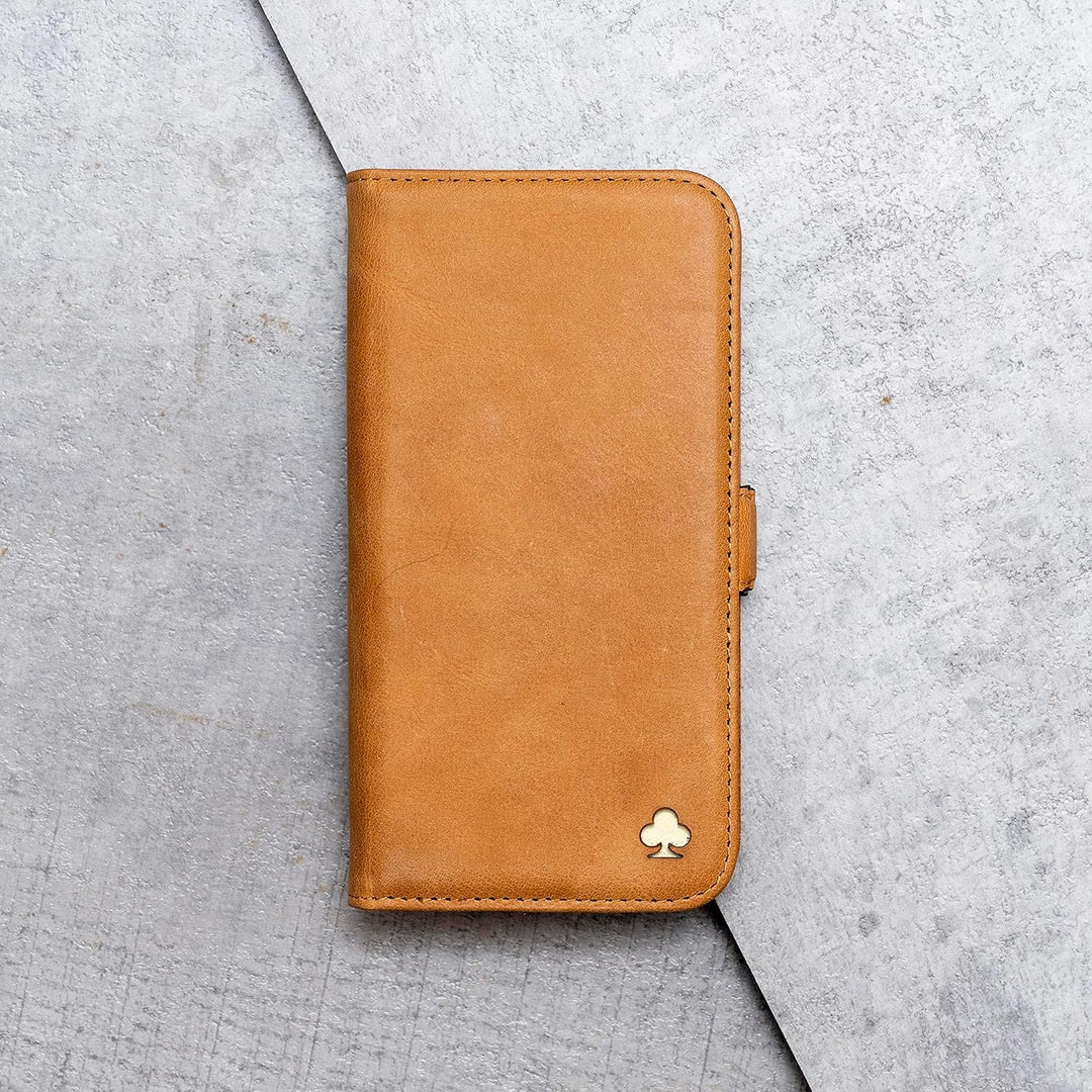 Porter Riley - Lederhülle für iPhone 13 (6.1"). Premium Echtleder Standhülle/Ledertasche/Brieftasche