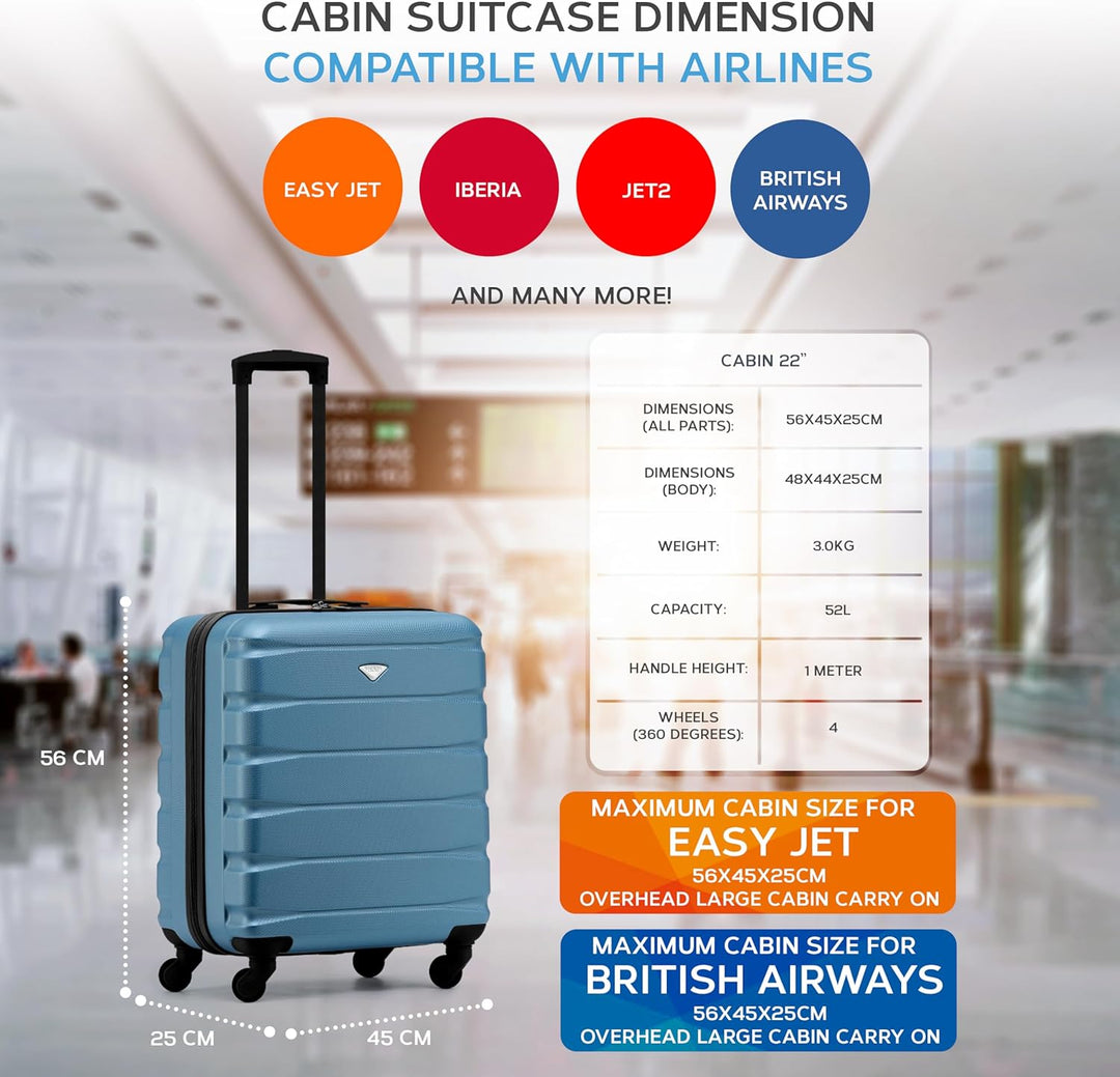 Flight Knight ABS-Hartschalenkoffer Kabinen- und Handgepackoptionen, die fur uber 100 Fluggesellscha