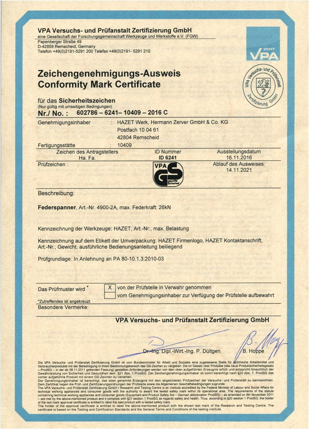 Hazet 4900-2A/5 Sicherheits-Federspanner-Satz