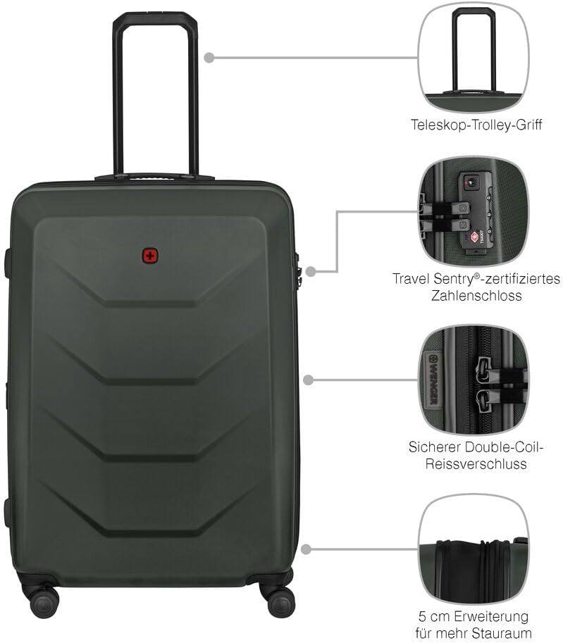 WENGER Prymo Large Hartschalenkoffer mit 4 Rollen, Trolley, Gross, 93 (107) l, Sicherheitsschloss, D