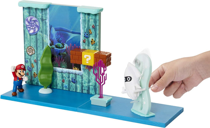 Nintendo Unisex Kinder - inkl. Nintendo Super Mario Spielset Unterwasser Welt inkl 6cm Mario Figur,