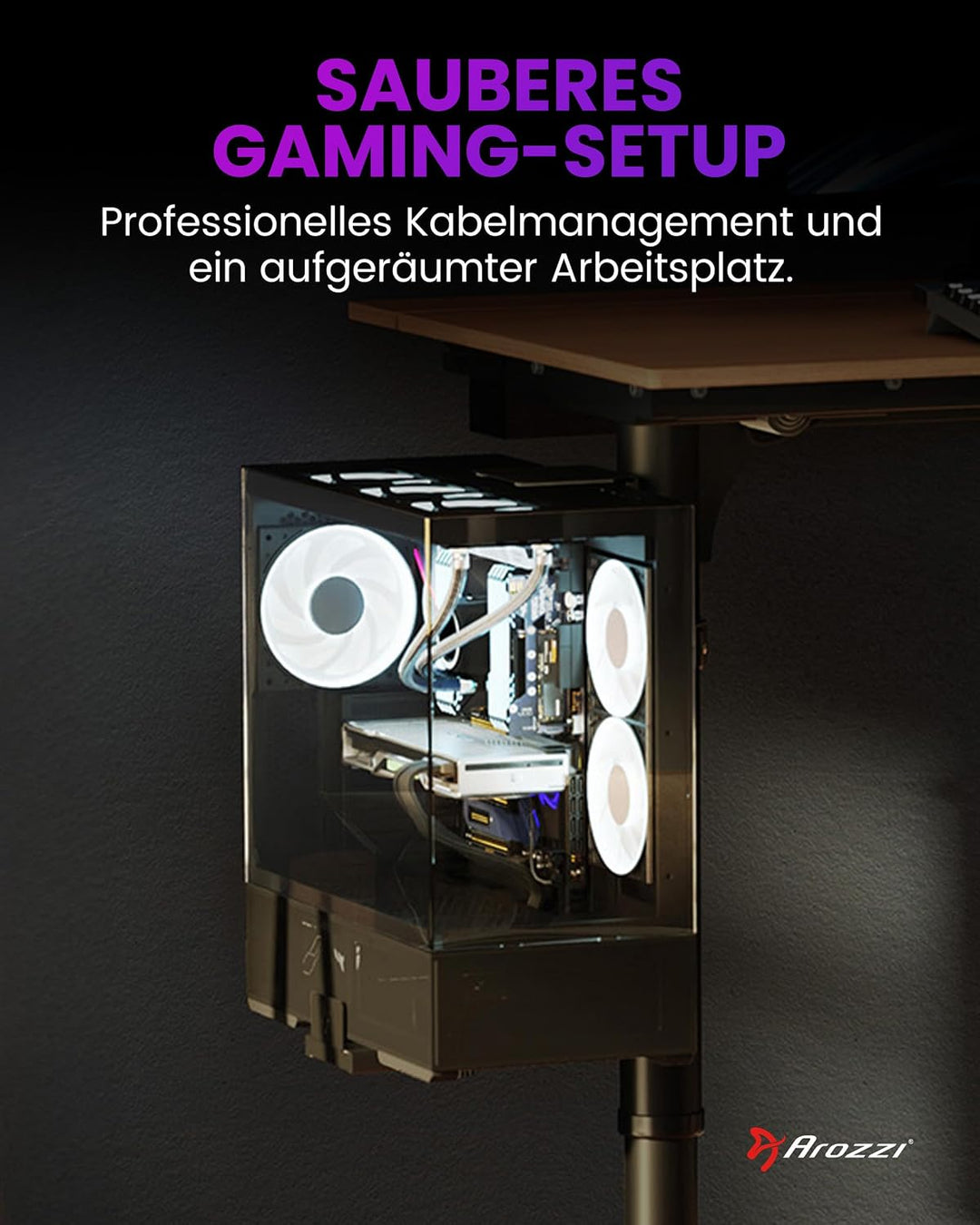 Arozzi PC-Halterung: Untertisch-Computer-Tower-Halter, höhen- &amp; breitenverstellbare CPU-Halterung, S