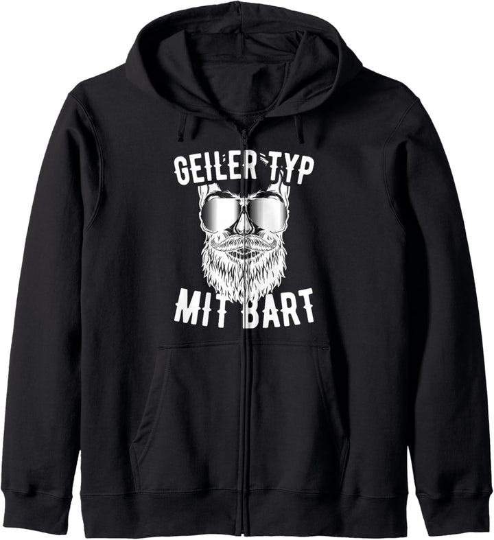 Geiler Typ Mit Bart Bartträger Barbier Vollbart Echter Mann Kapuzenjacke