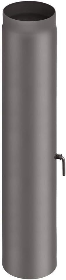 Rauchrohr Ø150mm Rohrelement 1000mm mit Drosselklappe gussgrau Ofenrohr Kaminrohr Rauchrohr 1000mm m