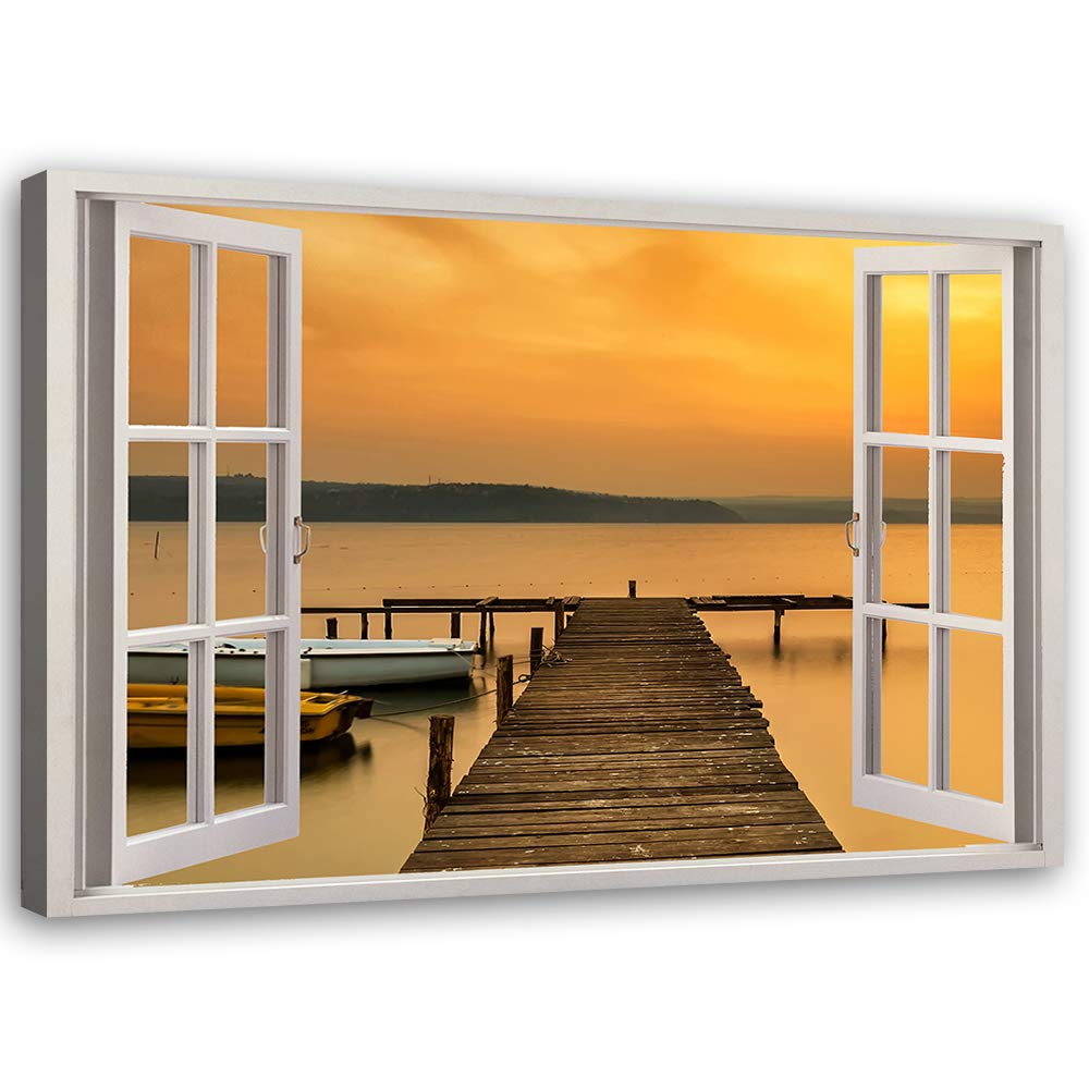 Feeby Wandbild 3D Illusion Druckbild Leinwandbild Landschaft Braun 90x60 cm 90L x 60B cm M_14916, 90