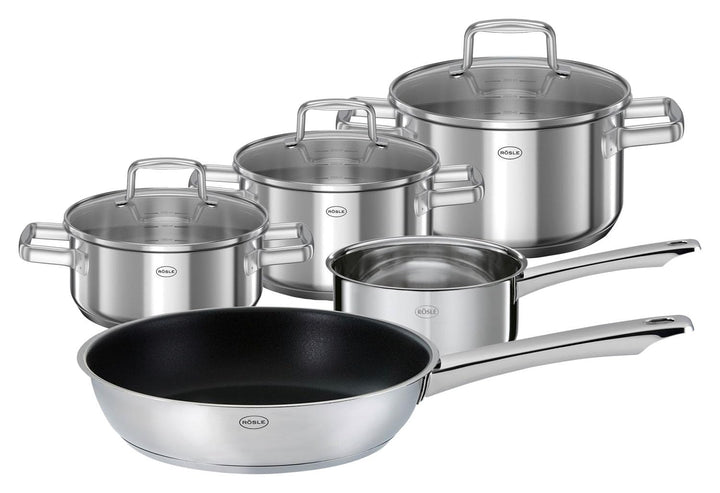 Kochtopf-Set - 5-teilig - Edelstahl 18/10 - mit Deckel