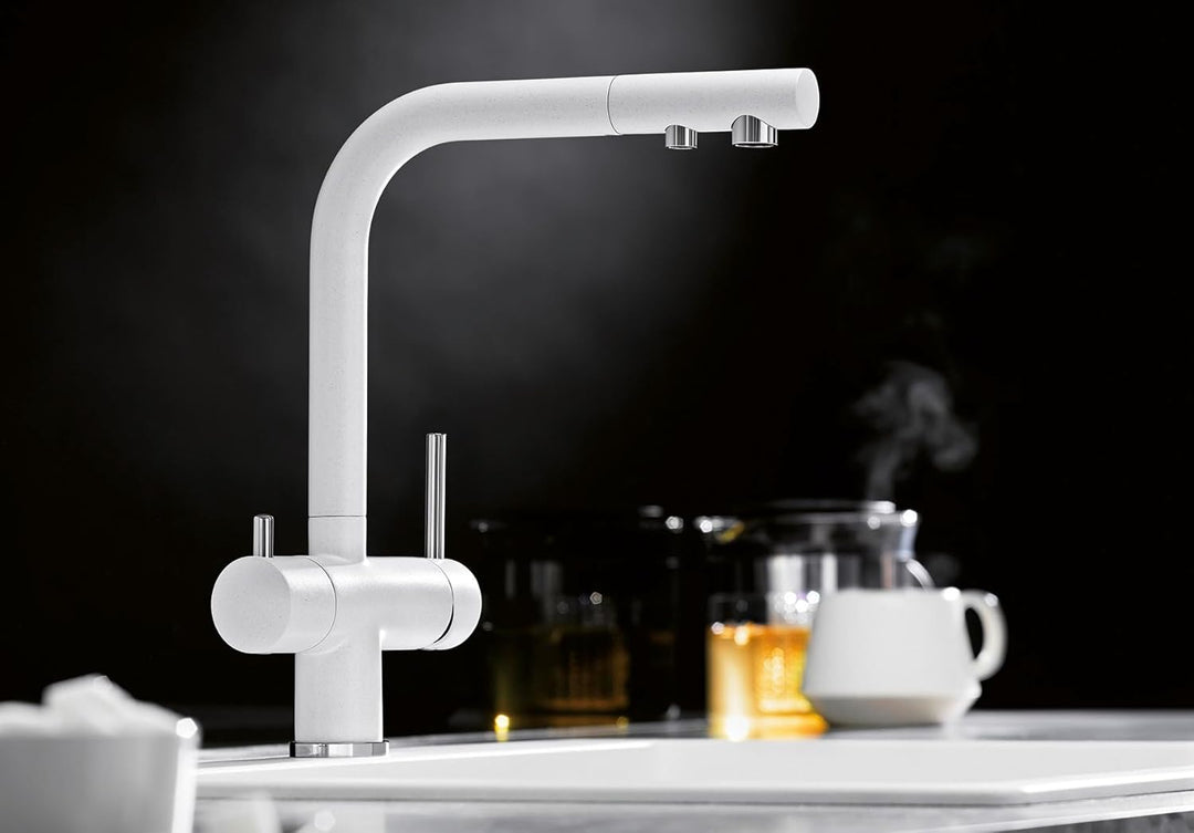 BLANCO FONTAS II Filter | Küchenarmatur in softweiss | Hochdruck | Rückflussverhinderer | Keramik Ka