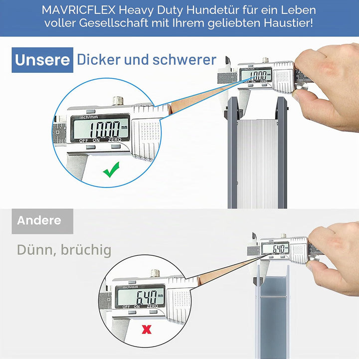 MAVRICFLEX Wetterfeste Hundetür mit doppeltem Schiebeschloss, energieeffizient, robustes Aluminium,
