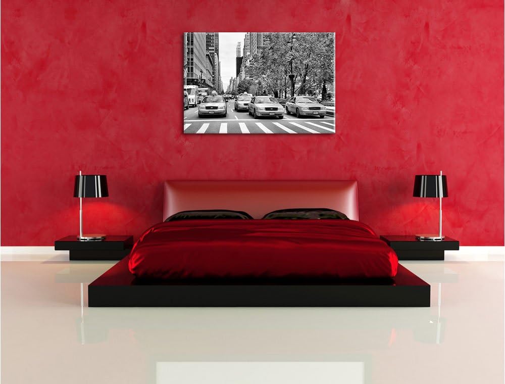 Pixxprint Monocrome, Taxis in New York, Format: 100x70 auf Leinwand, 100x70