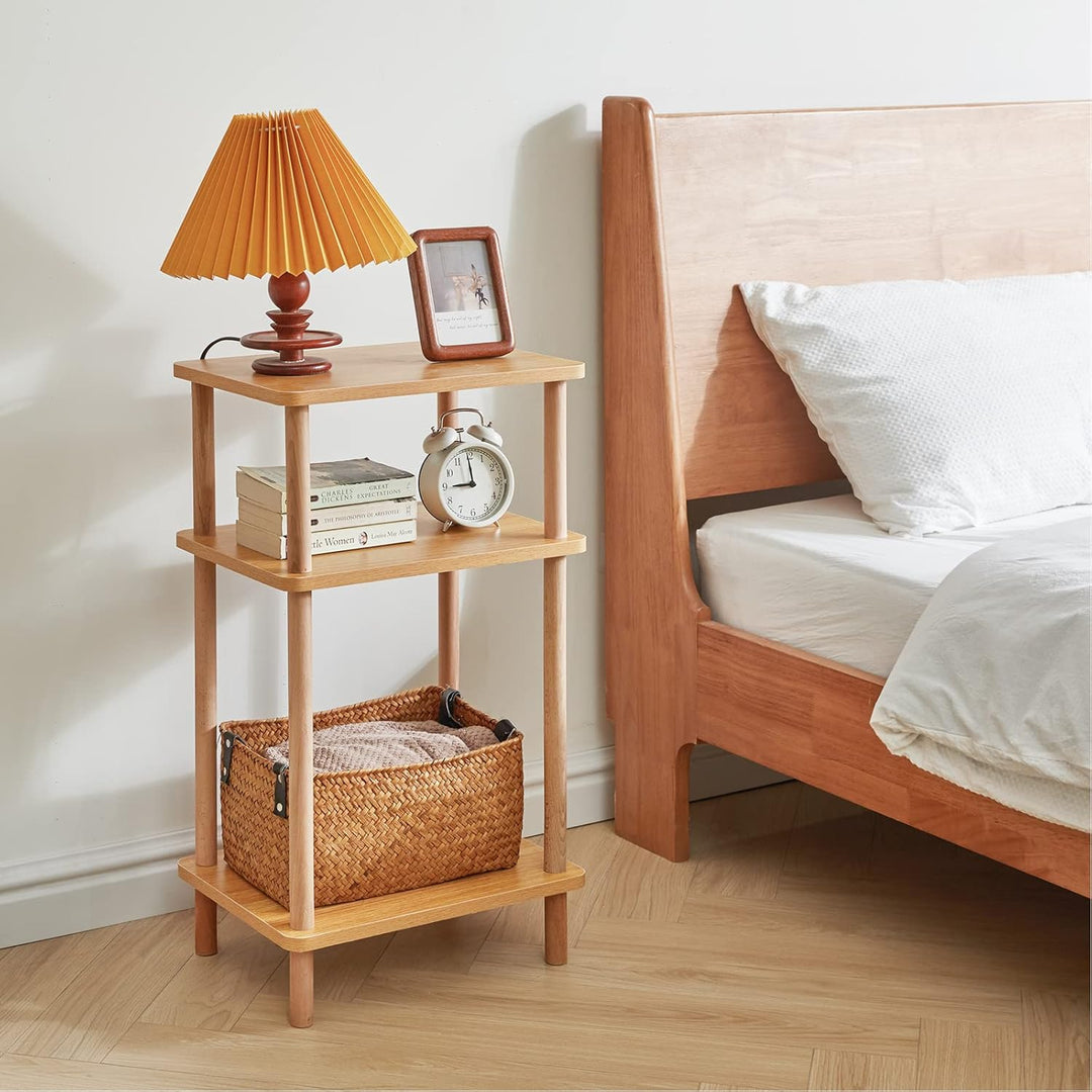 IBUYKE Holz Beistelltisch, Nachttische mit 3 Ebenen, 39x29x68.5cm, Couchtisch, Sofatisch, für Schlaf