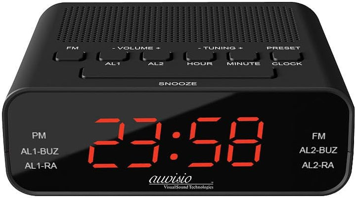 auvisio Uhrenradio: UKW-Radiowecker mit 2 Weckzeiten und LED-Anzeige, Schlummer-Funktion (Weckradio,