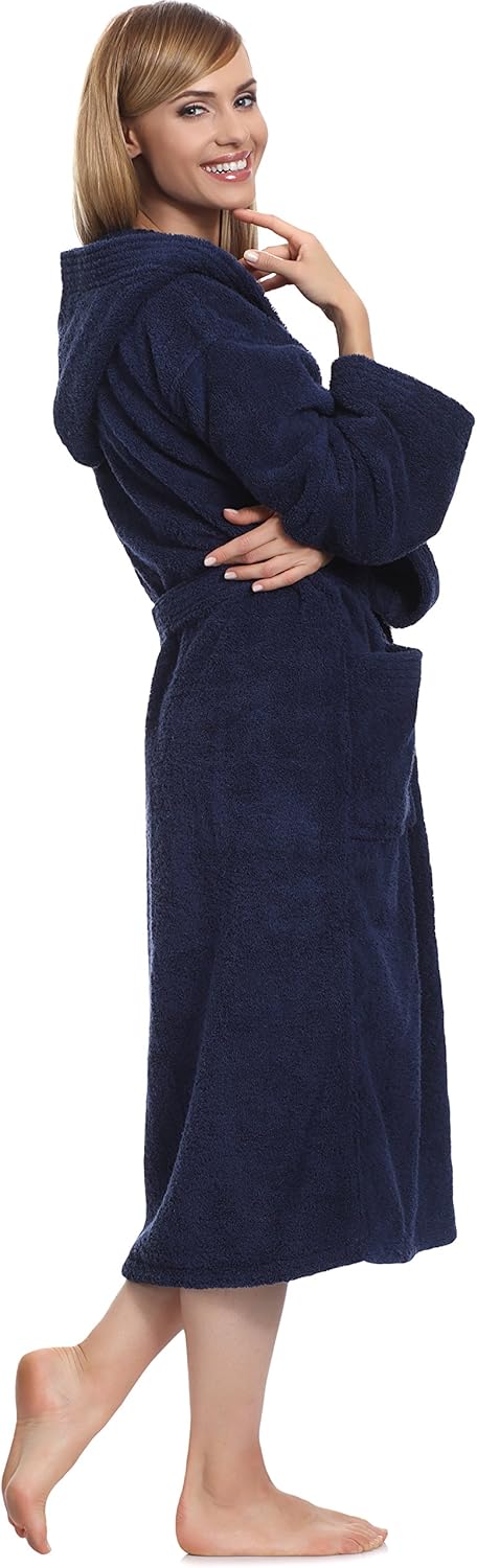 Ladeheid Damen Frottee Bademantel aus 100% Baumwolle LA40-102 S Dunkelblau (D12) (Gramatur 450), S D