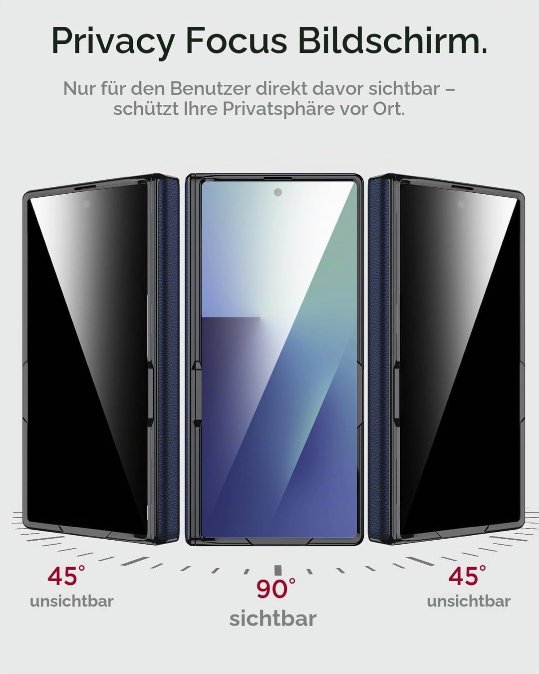 Miimall Privacy Case Kompatibel mit Samsung Galaxy Z Fold 7 Hülle Anti-SPY Displayschutz+Scharniersc