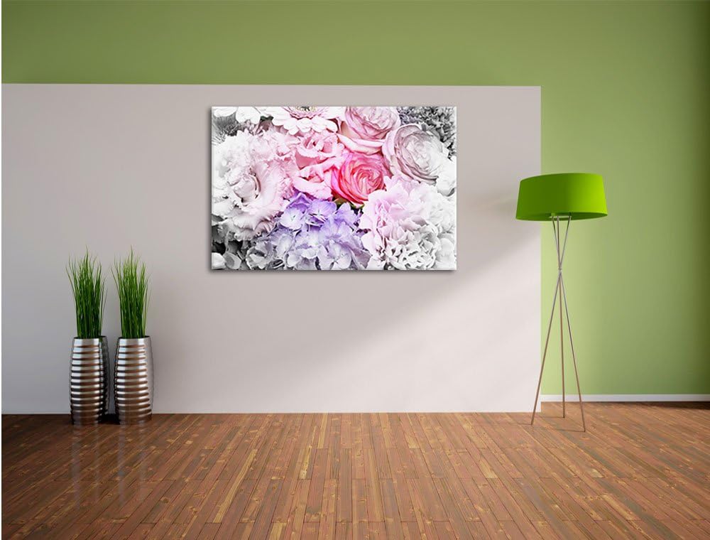 Pixxprint prachtvoller Blumenstrauss als Leinwandbild/Grösse: 100x70 cm/Wandbild/Kunstdruck/fertig b