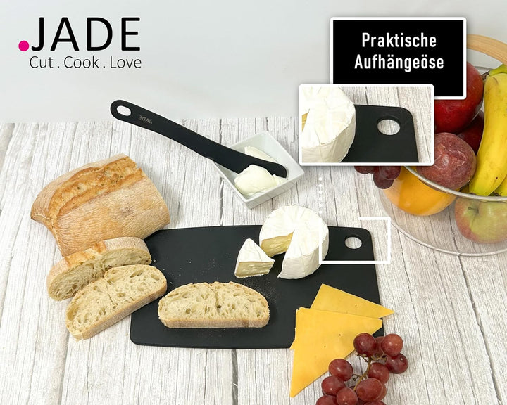 JADE Schneidebrett Gourmet Kitchen mit Aufhängeöse (26 x 16 cm) - Zellulose-Laminat, schwarz - spülm