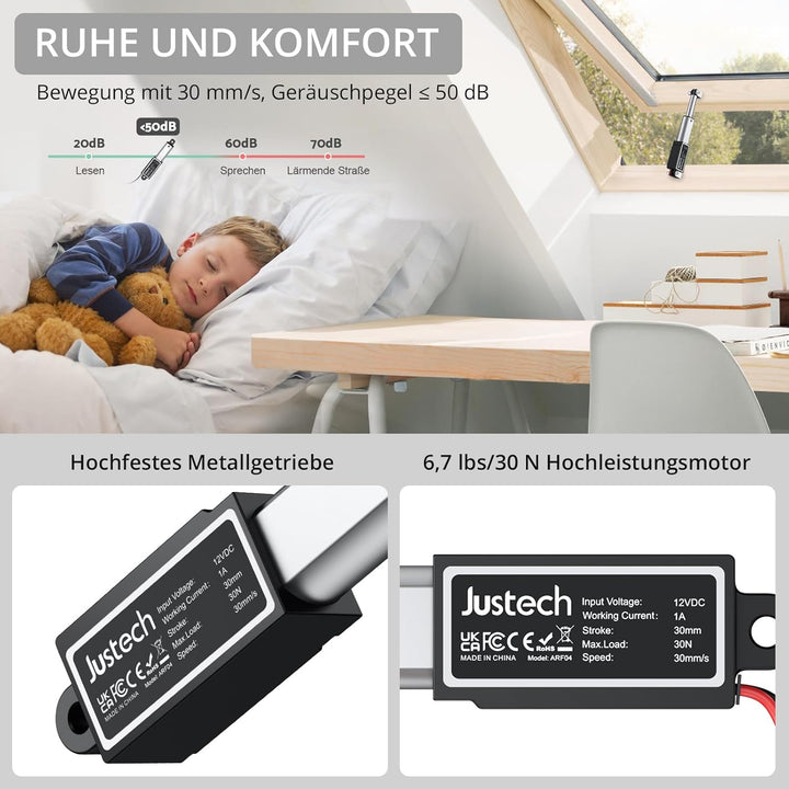 Justech Micro Linear Actuator 12V 30N Linearantrieb Motor 30mm Mini Electric Lineartechnik für Auto