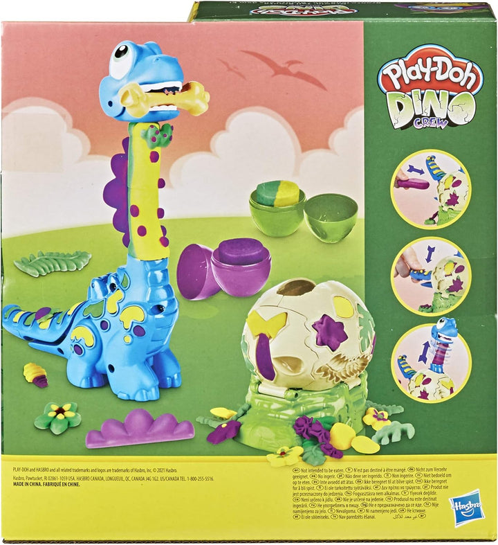 Play-Doh Dino Crew Bronto aus dem Ei, Spielzeug-Dinosaurier für Kinder ab 3 Jahren mit 2 Eiern 70 g,