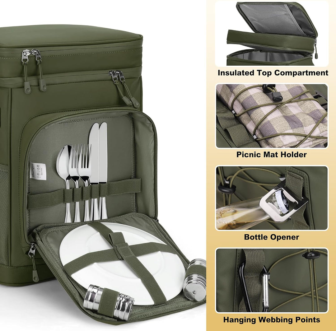 Kühlrucksack, 30L Grosse Thermo Kühltasche Rucksack, Wasserdicht Picknickrucksack Gross für Strand,
