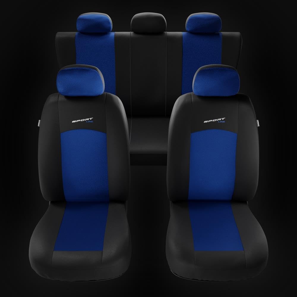 Mossa Sitzbezüge passend für Dacia Sandero I II III Hatchback 2008-. S-BL Blau S-BL, Blau S-BL
