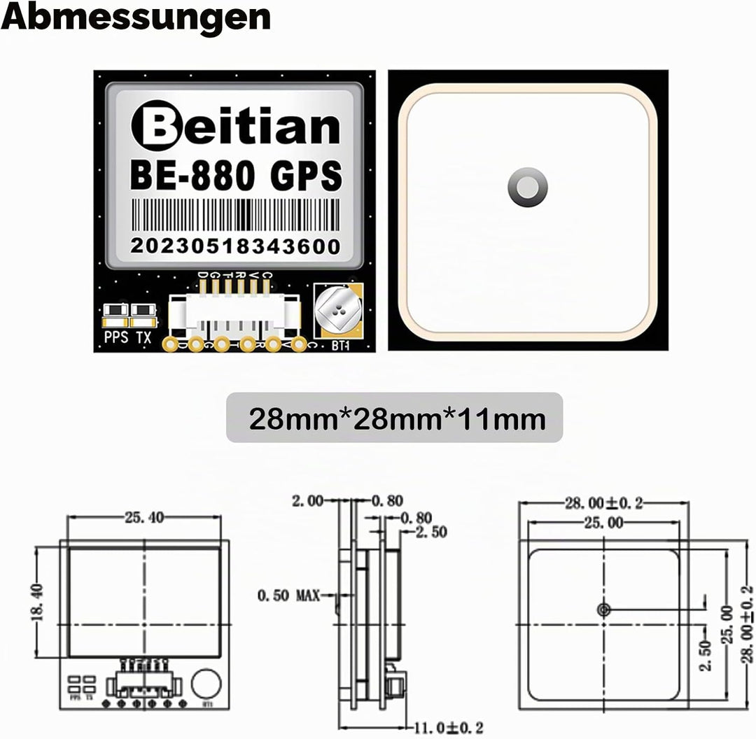 Geekstory BE-880 GPS Receiver Module with Flash HMC5883L Compass 10th Chip GPS Antenna TTL Level 384