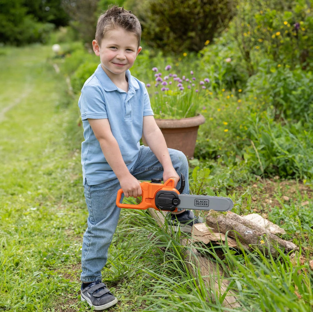 Smoby - Black+Decker Kettensäge für Kinder – Elektronisches Sägegerät mit Licht und Sound – realisti