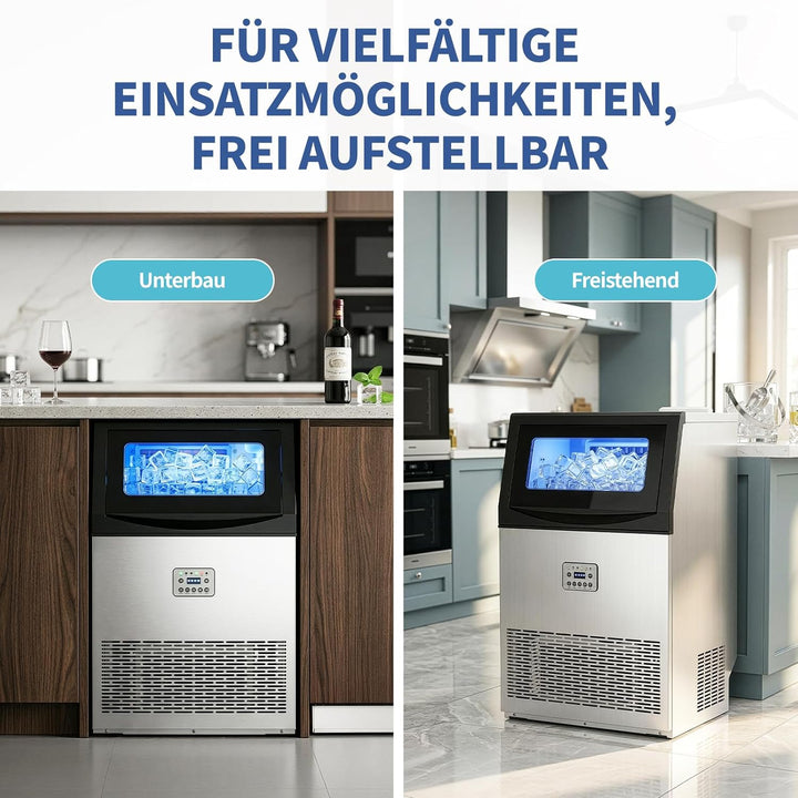 LEADZM Kommerzielle Eiswürfelmaschine Freistehender Eiswürfelbereiter Eismaschine mit Timer, ideal f