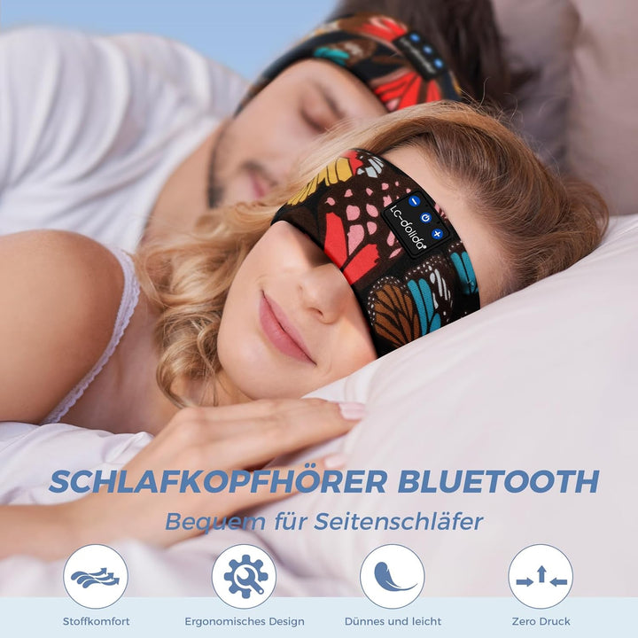LC-dolida Schlafkopfhörer Bluetooth 5.4, Schlaf Stirnband Kopfhörer Headband Schlafmaske, Sportskopf
