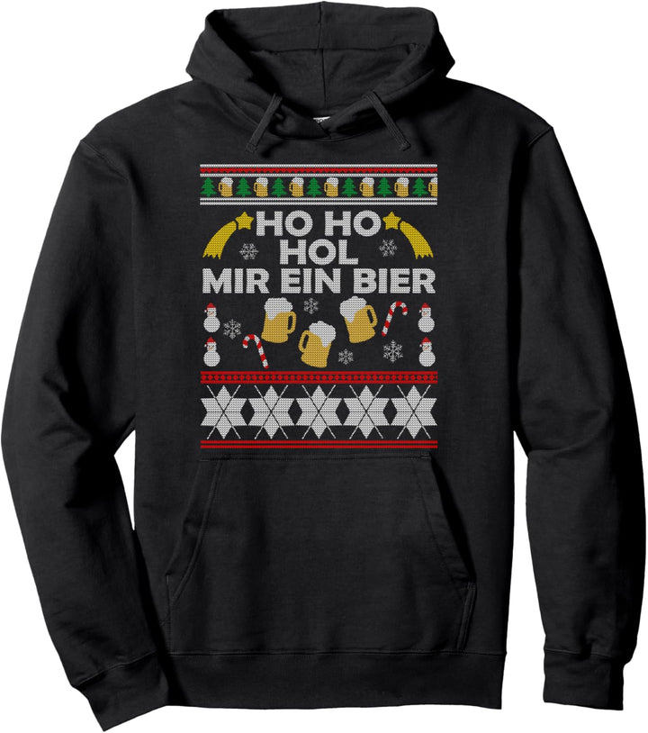 HoHoHol mir mal ein Bier Ugly Christmas Sweater Biertrinker Pullover Hoodie