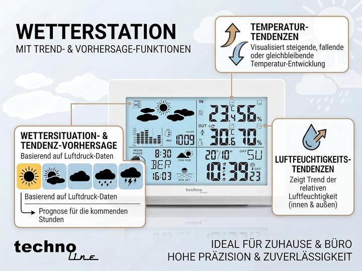 Technoline WS6762weiss Funkwetterstation WS6762 mit Aussensender,