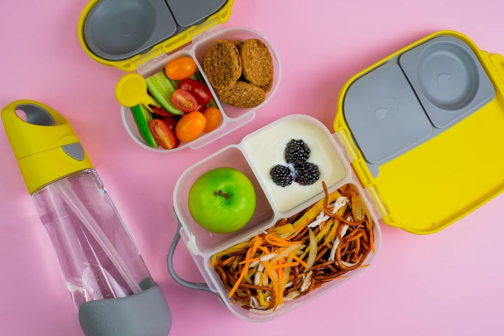 b.box - Frischhaltedose mit zwei versiegelten Fächern und Silikonmaterial, wiederverwendbare Snackbo