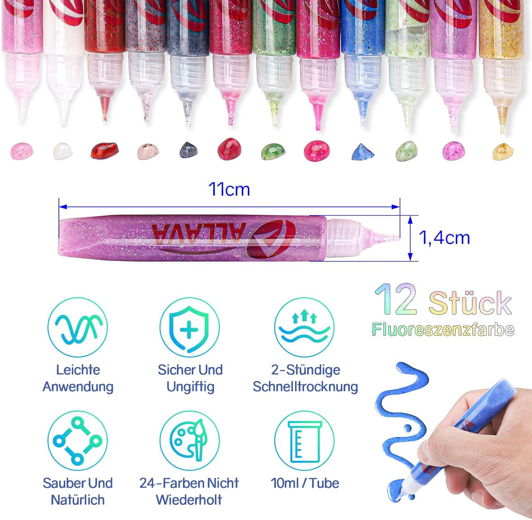 ALLAVA 12 Stück Kerzenstifte, Kerzen Bemalen Set 10ml Wachsstifte für Kerzen, Taufkerze Selber Mache