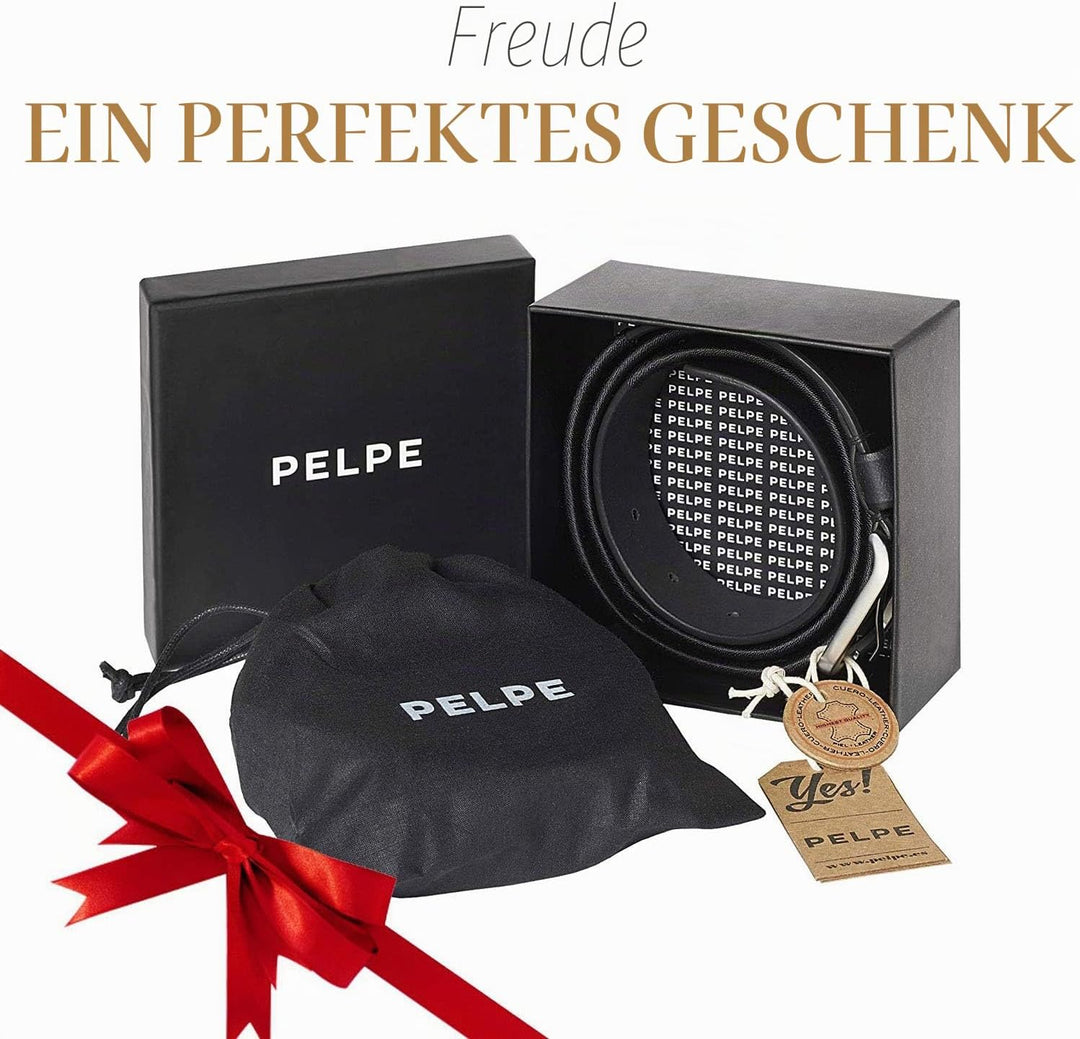 PELPE Argentinischer Ledergürtel mit passender Schnur und Lederarmband. Auf Leder gestickter Gürtel
