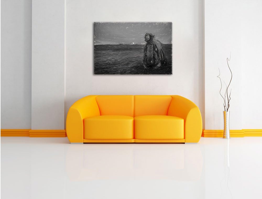 Pixxprint Kamel in ägyptischer Wüste als Leinwandbild/Grösse: 100x70 / Wandbild/Kunstdruck/fertig be